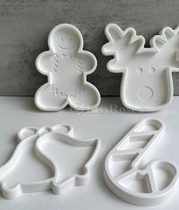 Christmas Decoration Silicone Tray Molds-Elk Tray Concrete Mold-Gingerbread Man Candy Plate Mold-Resin Bell Jewelry Storage Tray Mould