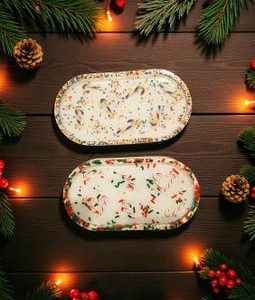 Candy Cane dish, Epoxy tray, Christmas Baking, Unique xmas decorations, Sprinkle Gift, Santa cookie plate, Housewarming party, Oval tray