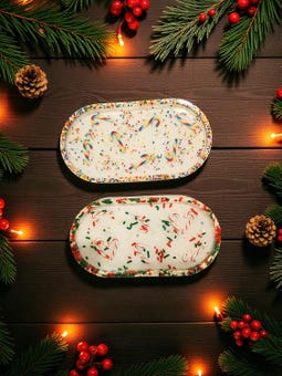 Candy Cane dish, Epoxy tray, Christmas Baking, Unique xmas decorations, Sprinkle Gift, Santa cookie plate, Housewarming party, Oval tray