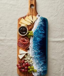Christmas Gift for Her Personalized Resin Charcuterie Board Unique Handmade Engraved Artisan Cheeseboard Gift
