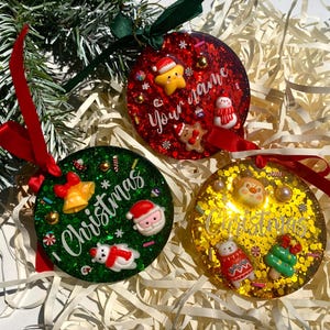 Custom Name Christmas Ornament Handmade Resin Glitter 2025 – Unique Gift with Star, Reindeer, Tree – Festive Decor for New Shop Launch
