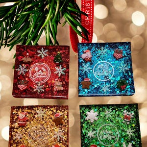 Handmade Epoxy Resin Christmas Coasters, Holiday Decor